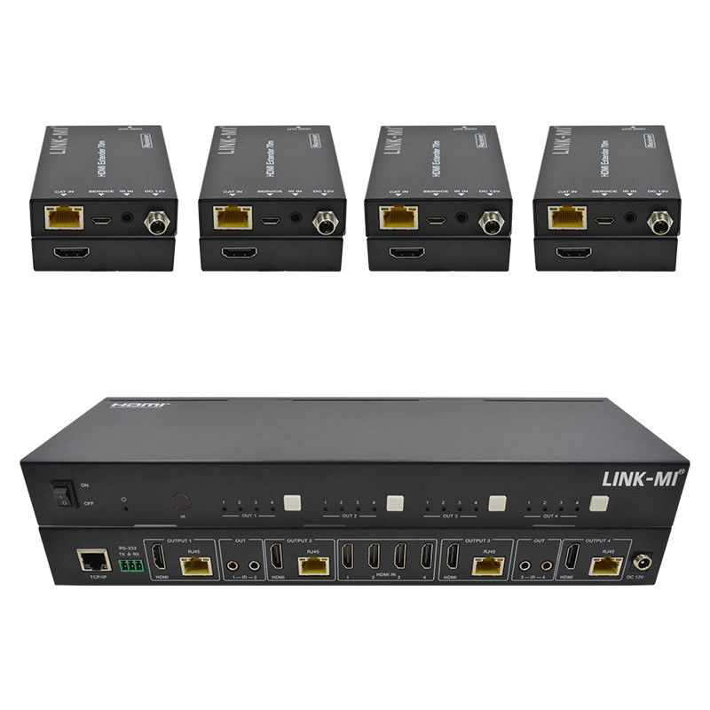 70M 4X4 HDMI Matrix Z Funkcją Matrycy IR 18Gbps 4K@60Hz HDMI 2.0b POC