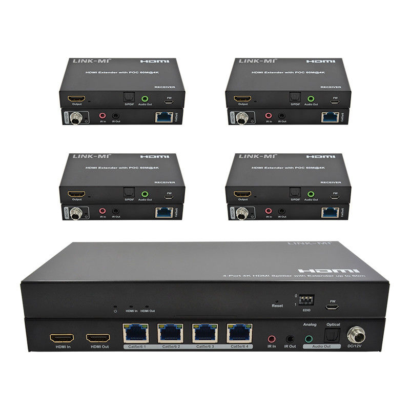 1x4 4K Wireless HDMI Splitter Extender Wsparcie 60m 4K@60Hz AV Splitter Over RJ45
