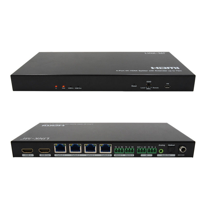 70M 1x4 4K HDMI Splitter Extender Z Ekstrakcją Audio 1x4 Hdmi Splitter Over Cat6