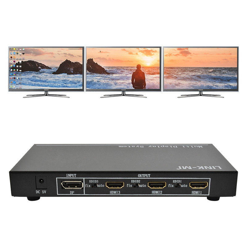 5760x1080 UHD 1X3 Video Wall Controller Procesor Multi Screen Splicer 1 DP W 3 HDMI Out
