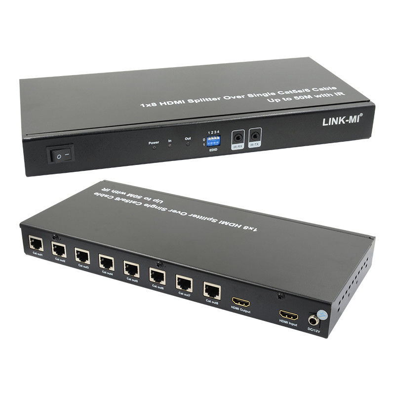 HDMI 50M 1X8 Splitter Over Cat5e 6 Wsparcie kablowe 3D IR 1080P 8 Port HDMI Splitter
