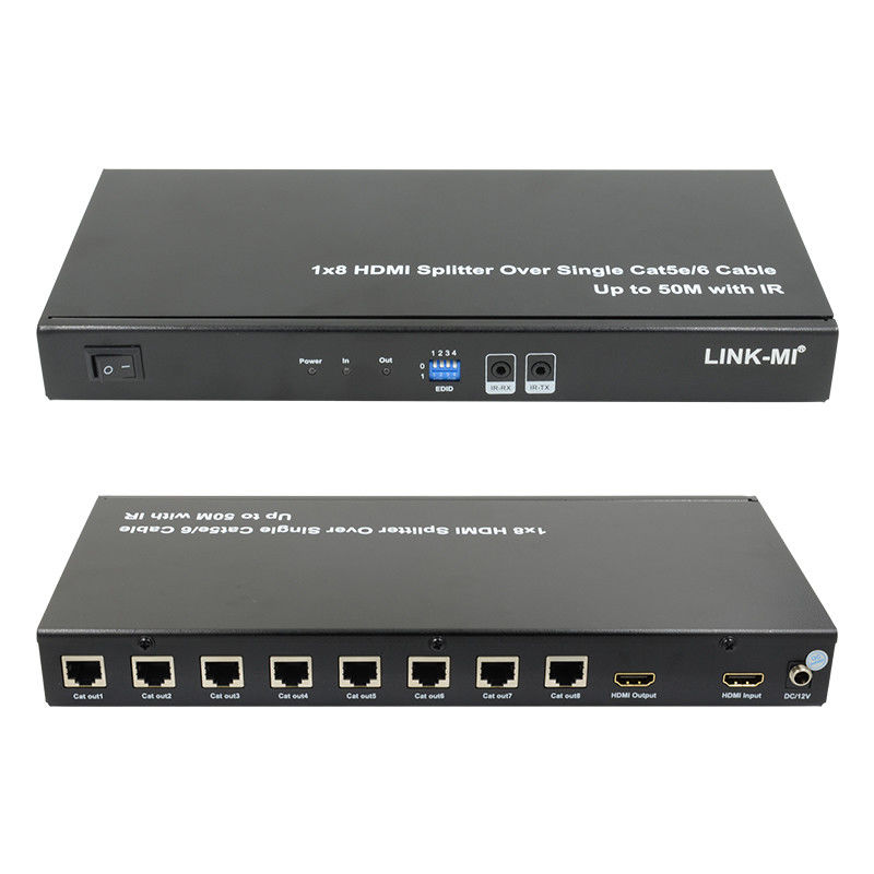 HDMI 50M 1X8 Splitter Over Cat5e 6 Wsparcie kablowe 3D IR 1080P 8 Port HDMI Splitter