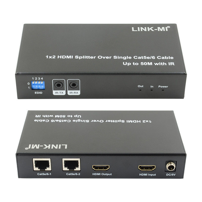 1X2 50M 4K HDMI Splitter Over Cat5e/6 Kabel wspierający 3D IR Cascading dla 4 warstw