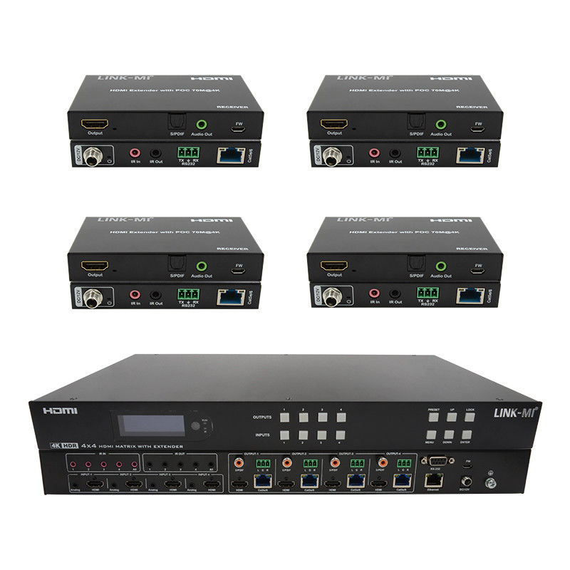 70m 4x4 HDMI Matrix Extender z 4 HDMI Loop Out 4K HDMI Matrix Switch