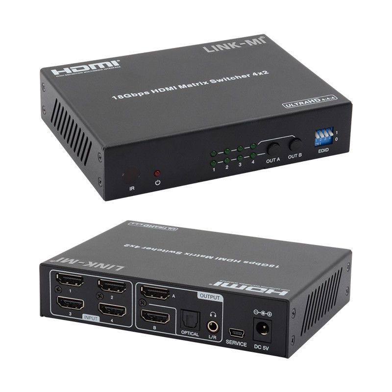 4X2 HDMI Matrix Switch Hdmi Switch Audio Extractor 4K To 1080P Video Switcher