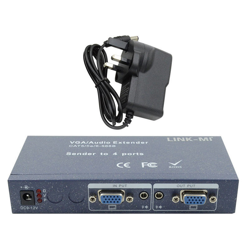 15pin 4 Port VGA Extender 1 do 4 VGA Splitter 4 kanały Video UTP Extender