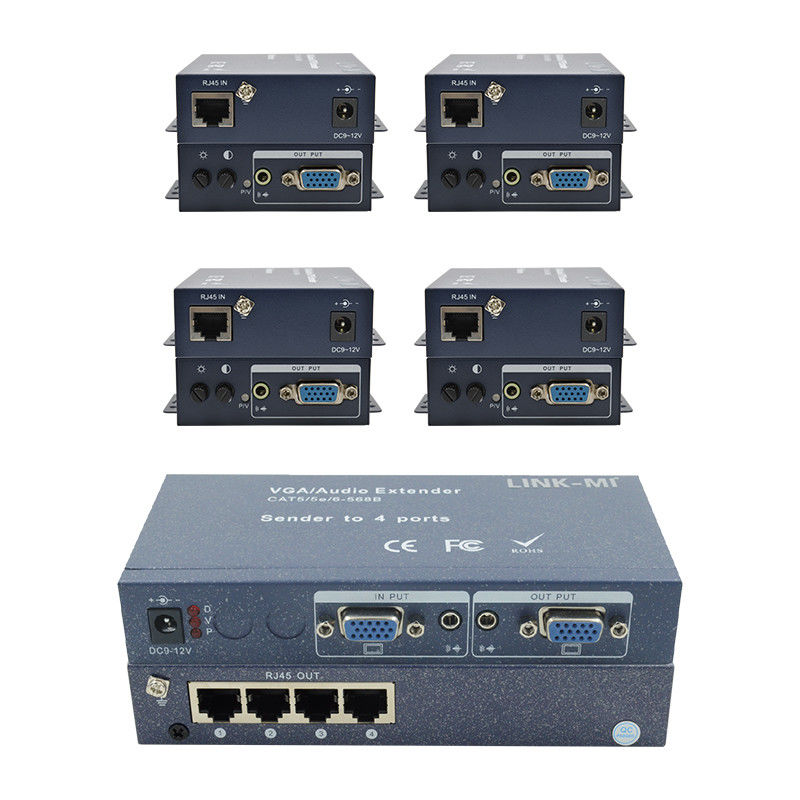 15pin 4 Port VGA Extender 1 do 4 VGA Splitter 4 kanały Video UTP Extender