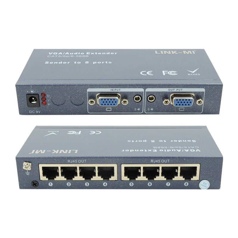 100m 200m 300m 1/8 VGA Splitter 1X8 Extender 1 do 8 Video Audio Extender