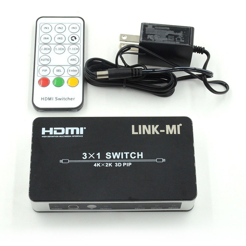 4K2K przełącznik HDMI 3x1 HDMI Splitter 5V 1A Wsparcie PIP 3D 3 do 1 przełącznika wideo