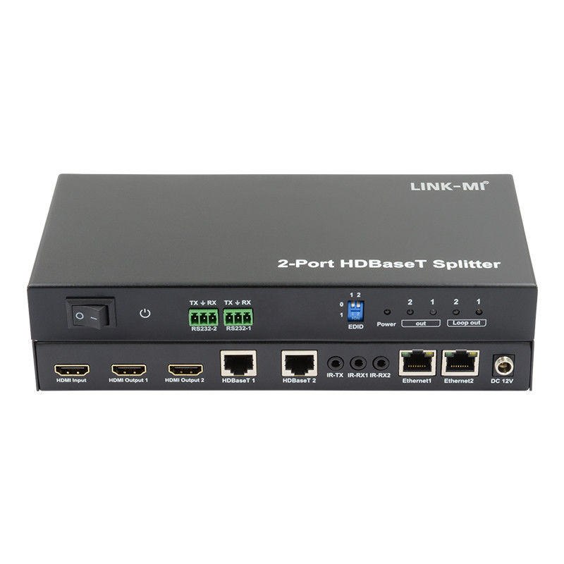 100m 1x2 HDBaseT Splitter z zgodnością HDCP2.2 POC Ethernet i RS232 Pass Through