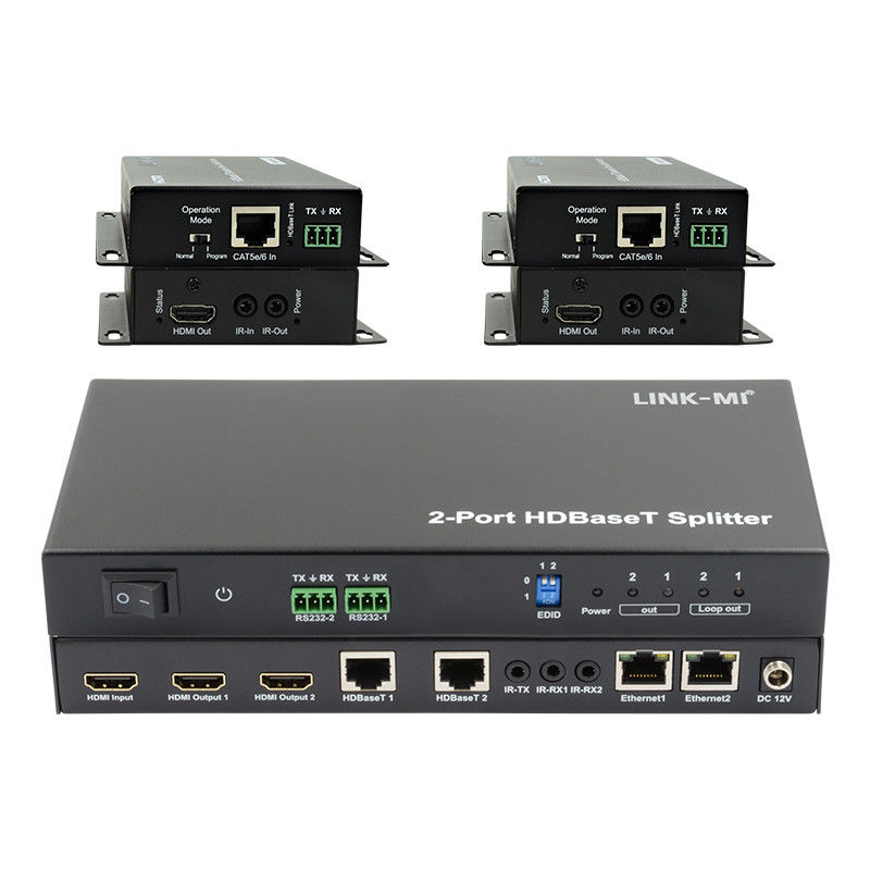 100m 1x2 HDBaseT Splitter z zgodnością HDCP2.2 POC Ethernet i RS232 Pass Through