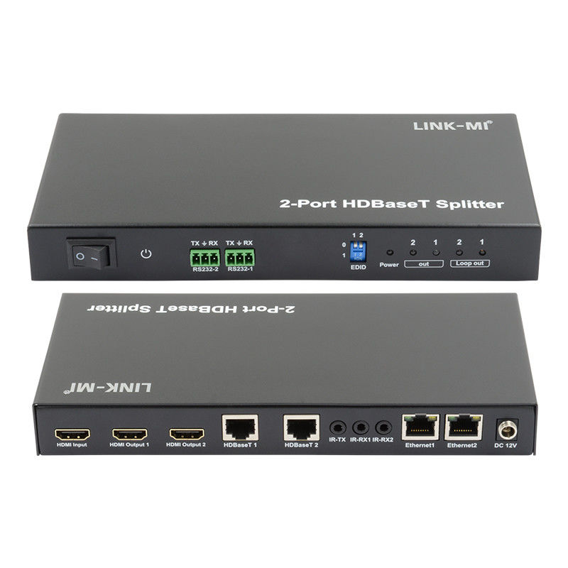 100m 1x2 HDBaseT Splitter z zgodnością HDCP2.2 POC Ethernet i RS232 Pass Through