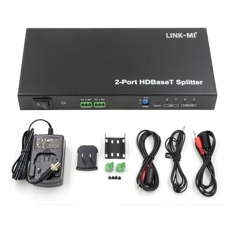 100m 1x2 HDBaseT Splitter z zgodnością HDCP2.2 POC Ethernet i RS232 Pass Through