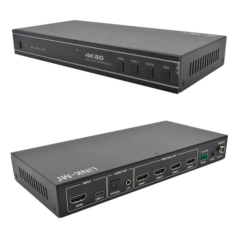 Przyjazny dla użytkownika sterownik ścian wideo HDMI 1X4 z wsparciem dźwięku wejściowego USB-C i RS232