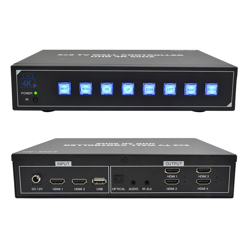 4K60 2x2 Video Wall Controller dla 4 telewizorów splicingowych Wsparcie 1x2 1x3 1x4 4x1 3x1 2x1 UHD TV Wall Processor