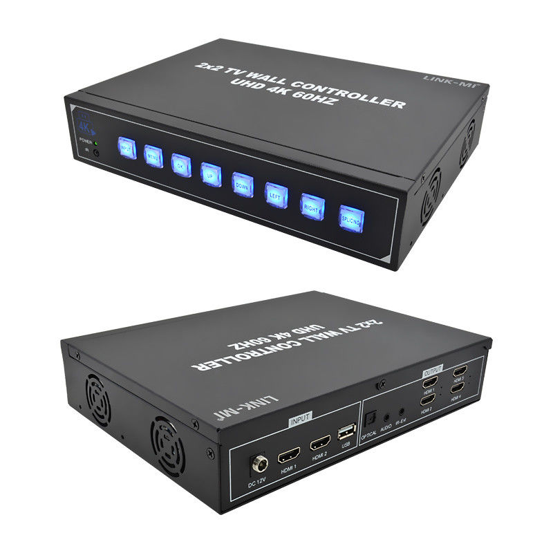 4K60 2x2 Video Wall Controller dla 4 telewizorów splicingowych Wsparcie 1x2 1x3 1x4 4x1 3x1 2x1 UHD TV Wall Processor