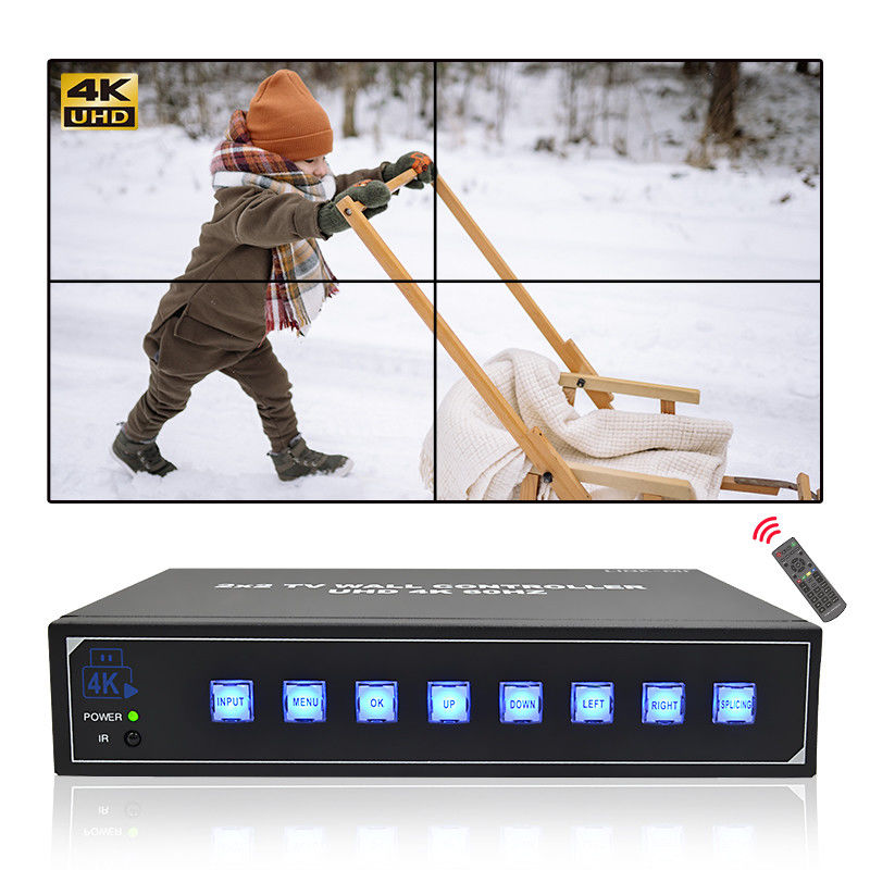 Przetwarzacz ściany wideo 4K HDMI 2X2 dla 4 telewizorów UHD 4K 60Hz LED Video Wall